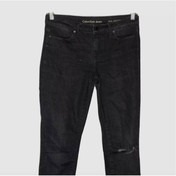 Calvin Klein Jeans Black Leggings Jeggings 28 Distressed - Picture 2 of 4